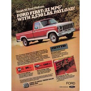 Vintage 1981 Ford Pickup Truck Advertisement‎ Print Wall Decor